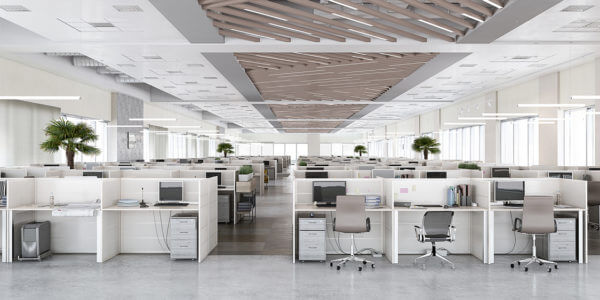 Modern office of open space plan with no people