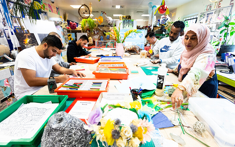 Detainees taking part in an art class