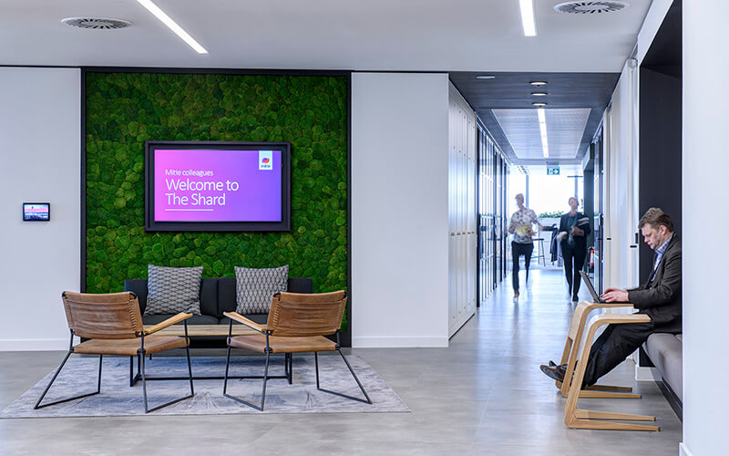 Reception area at Mitie's offices in The Shard, London