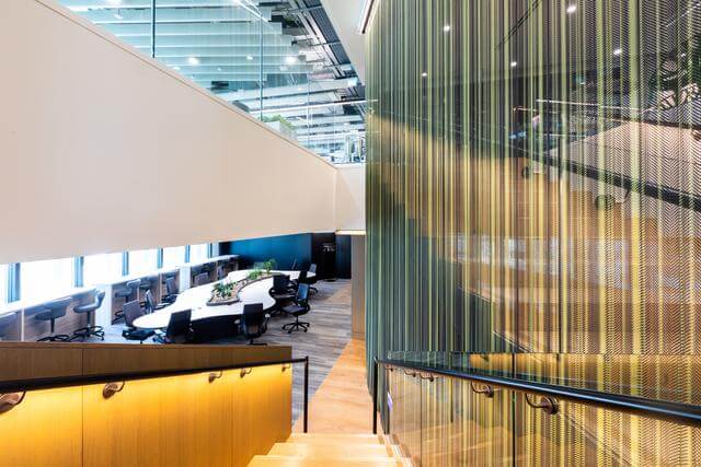 Inside an empty office building