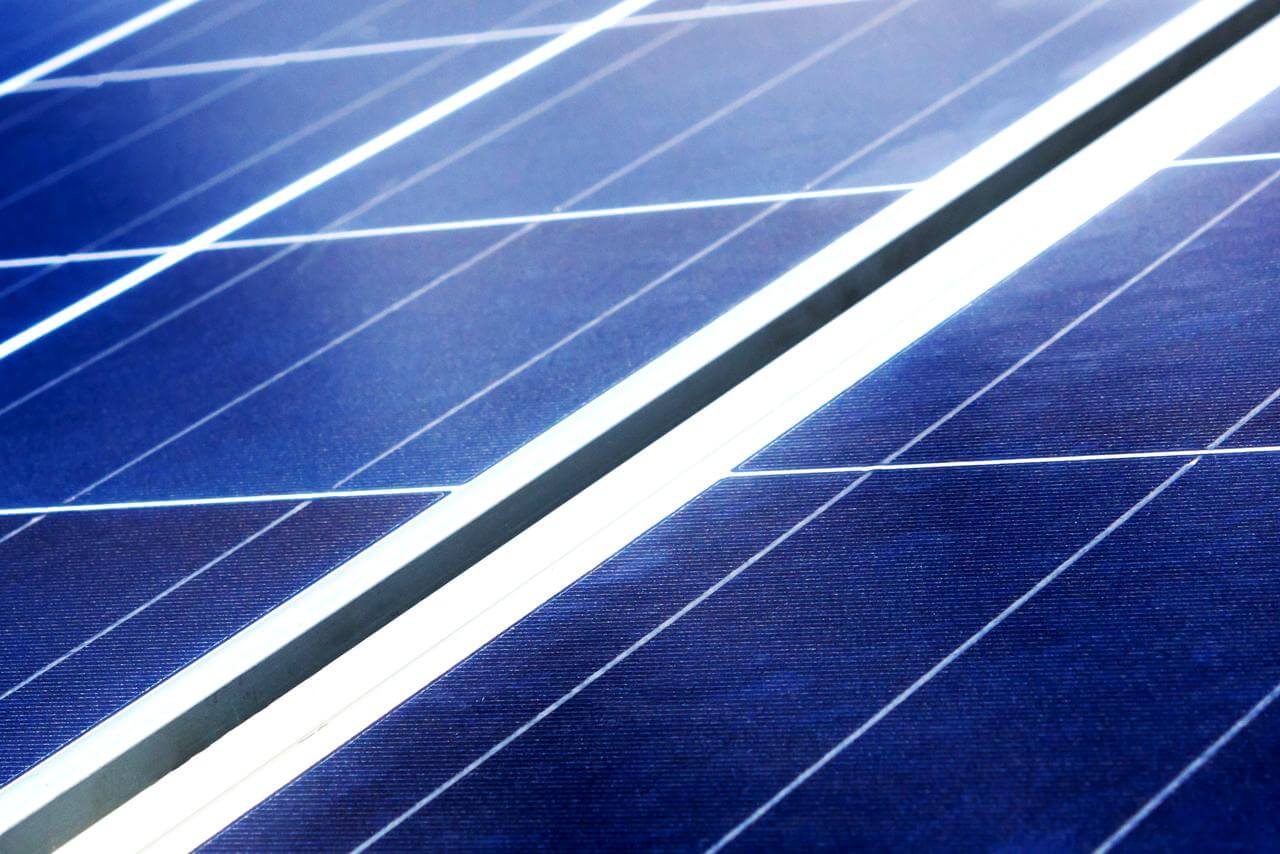 Close-up of blue solar panels