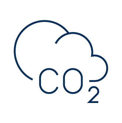 Blue illustration outline of CO2 in a cloud