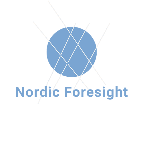 Nordic Foresight logo - a light blue filled circle with white line criss-crossing over the top. Light blue 'Nordic Foresight' lettering underneath