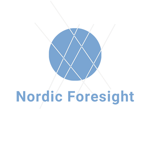 Nordic Foresight logo - a light blue filled circle with white line criss-crossing over the top. Light blue 'Nordic Foresight' lettering underneath