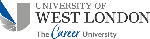 University of West London logo - a 'U' shape illustration is on the left in grey and dark blue. Capital lettering of 'University of West London, The Career University' is in grey to the right