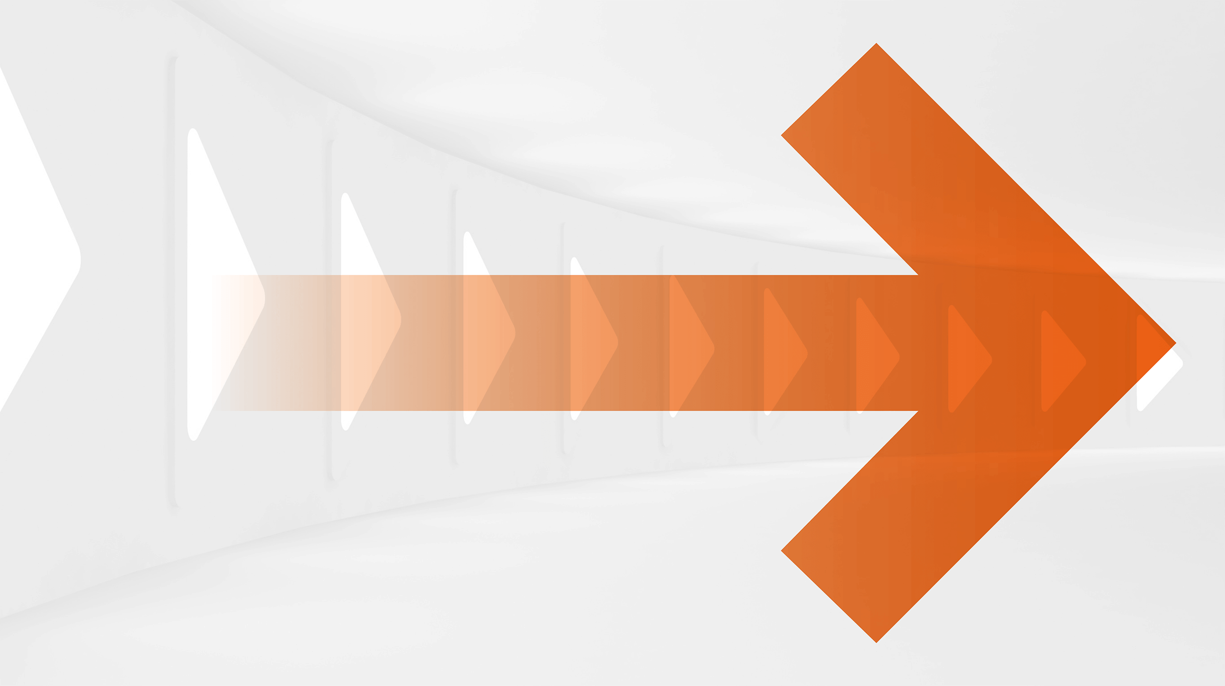 Large orange arrow pointing to the right, on a white and grey background