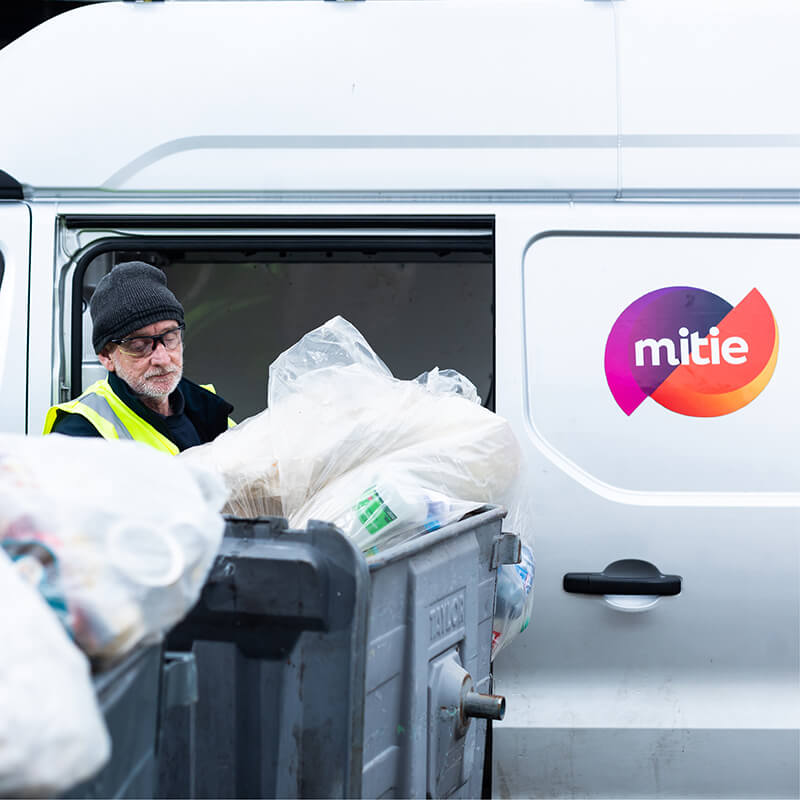 Full bins being collected by a Mitie van