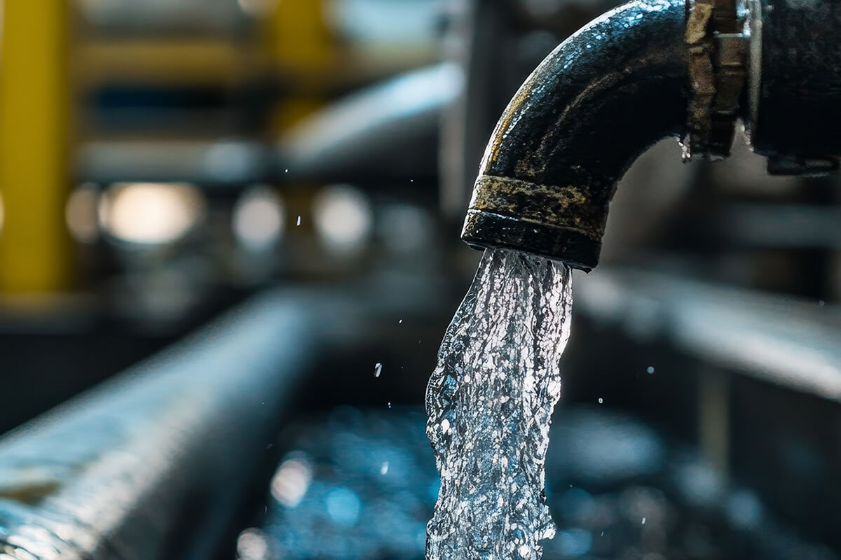 Water flowing out of an outdoor tap