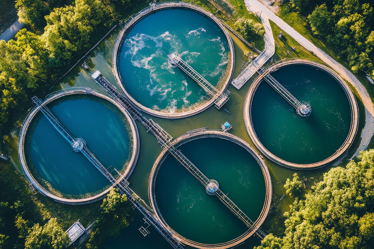 Bird's eye view on water treatment ponds