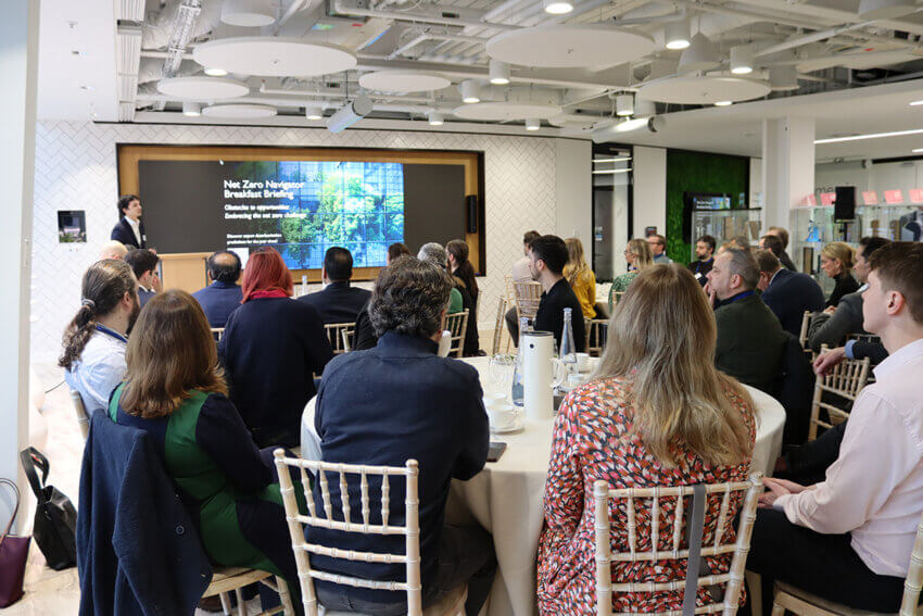 Attendees listening at Mitie Net Zero Navigator 2025 event