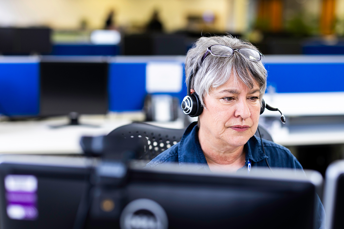 Women working with a headset