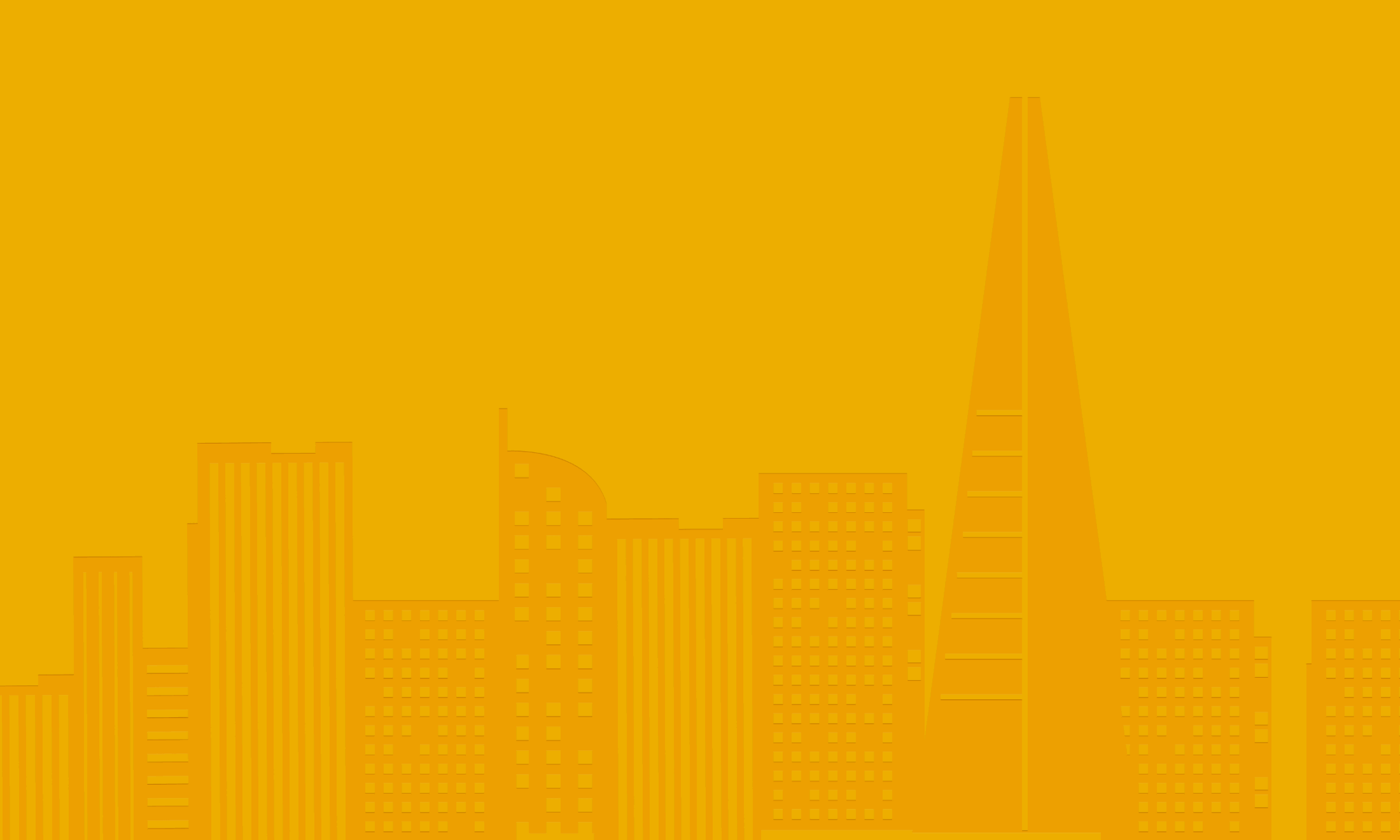 Yellow illustration of the London skyline