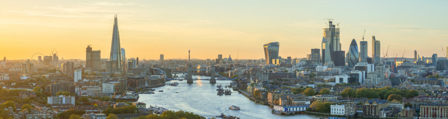 London skyline at sunset