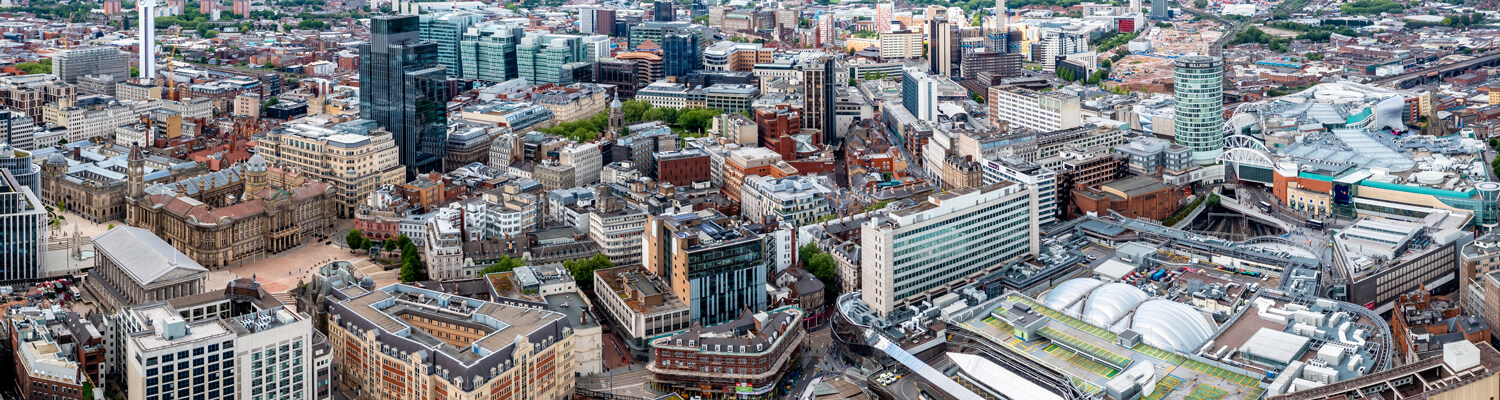 Bird's eye view of London cityscape