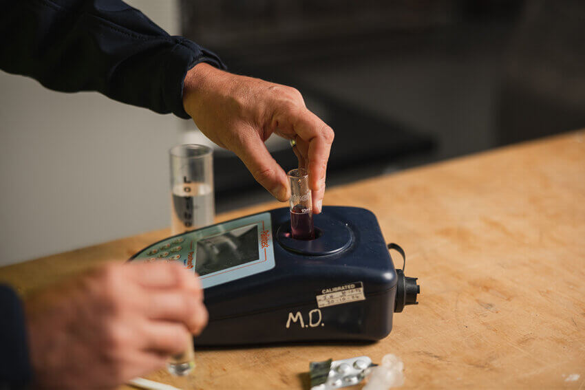 Water sample being tested