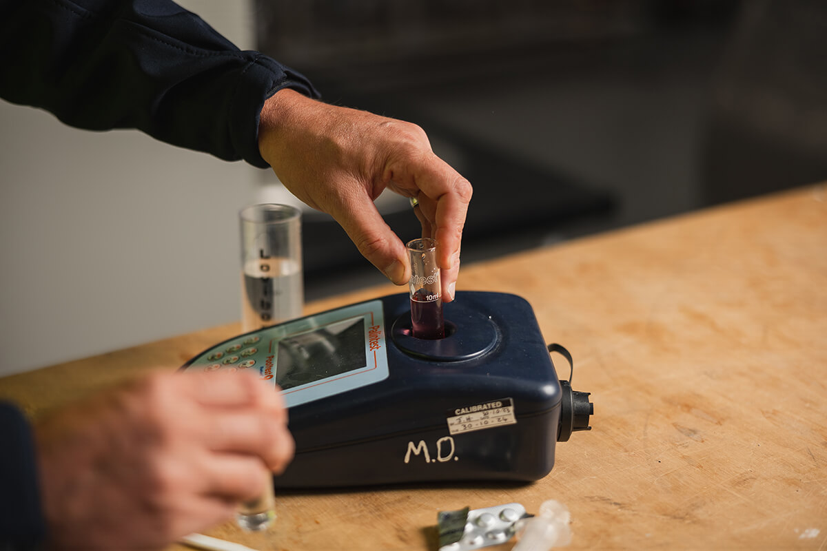 Water sample being tested