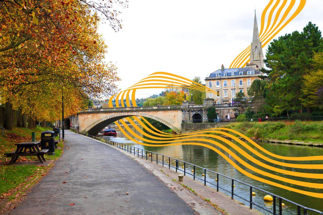 Golden lines waving through a scene