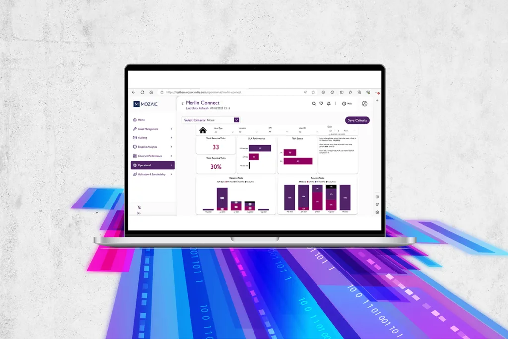 A laptop screen showing a Merlin Connect dashboard