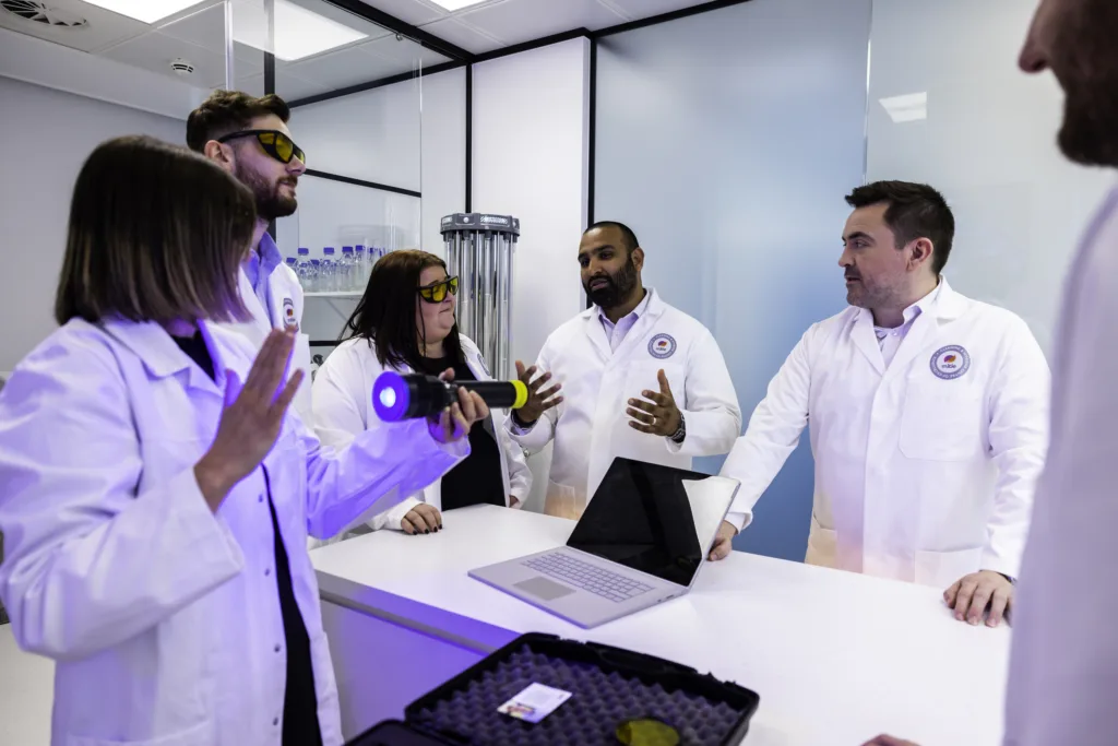 A laboratory with technicians