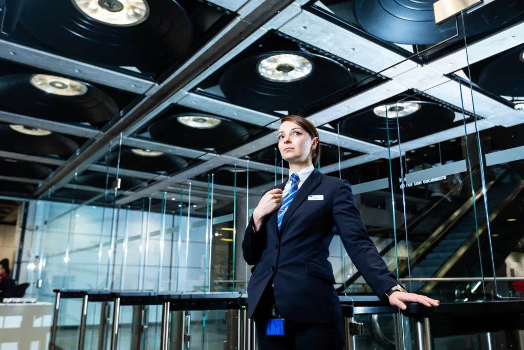 Mitie security guard in an office