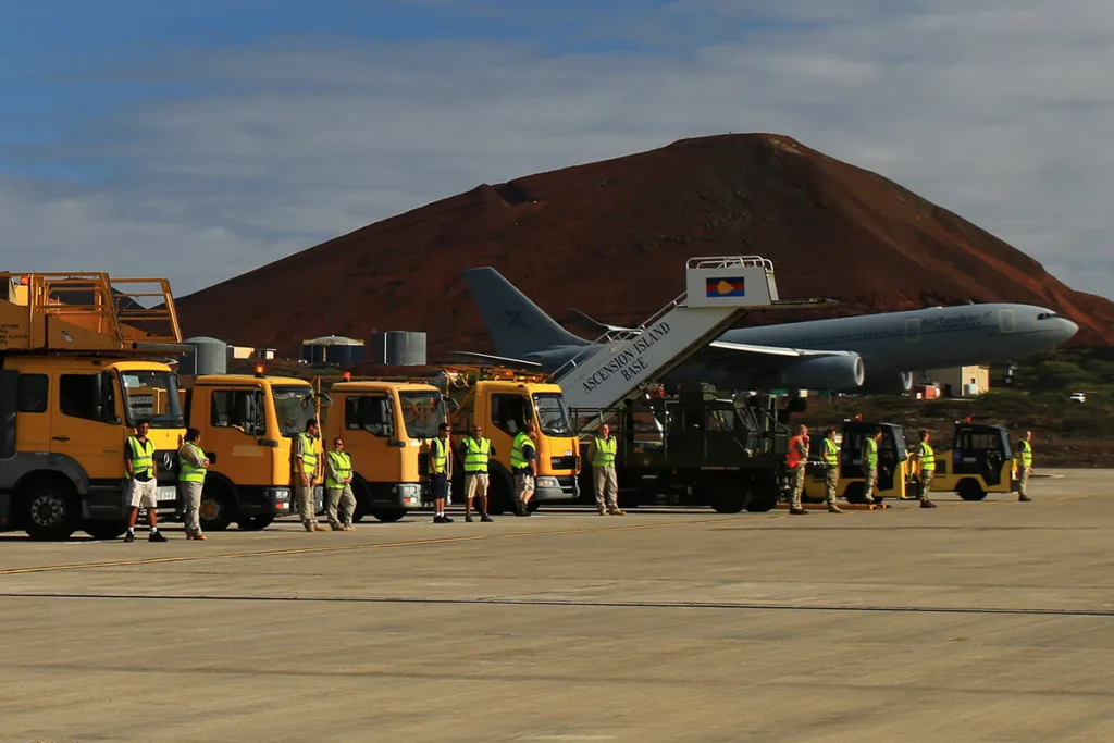 Aircraft parked on a runway