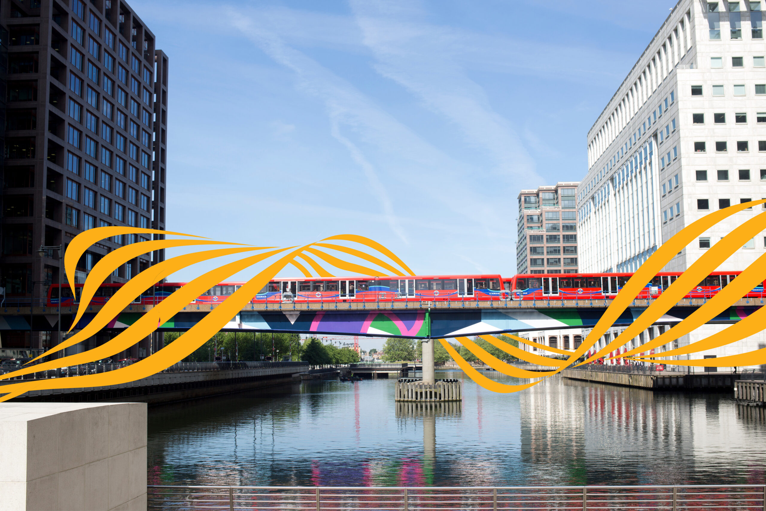 Train with Mitie fabric at Canary Wharf, London