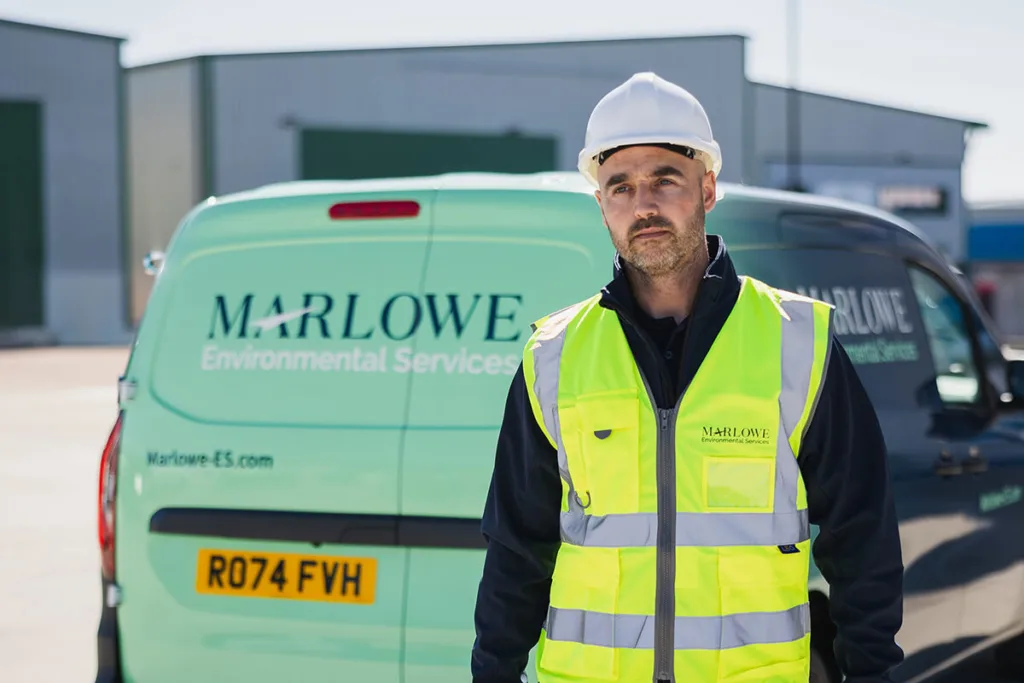 Marlowe Environmental Services van and employee