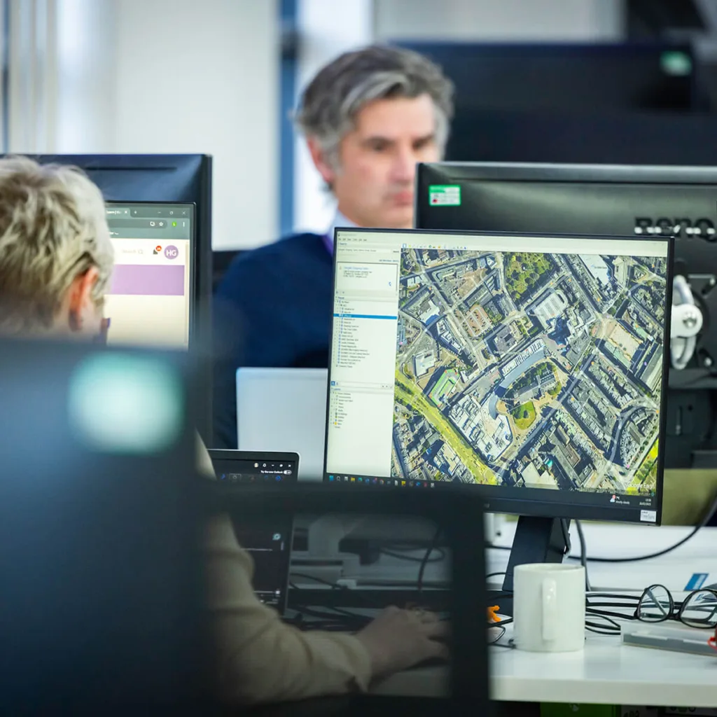 Computer screen showing real-time location