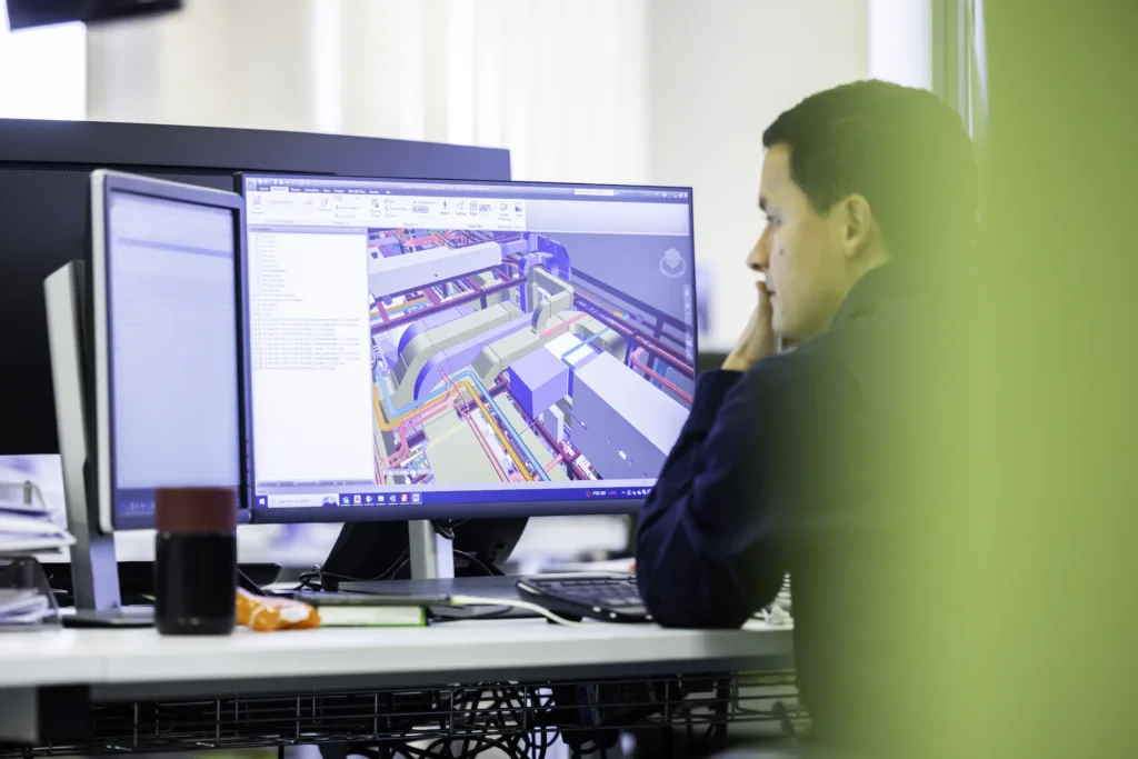 Computer showing 3D project plans