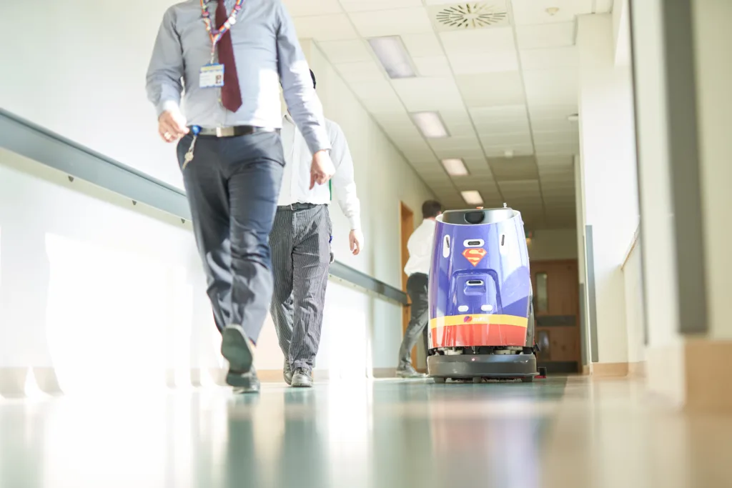 Mitie robot cleaner in a hospital