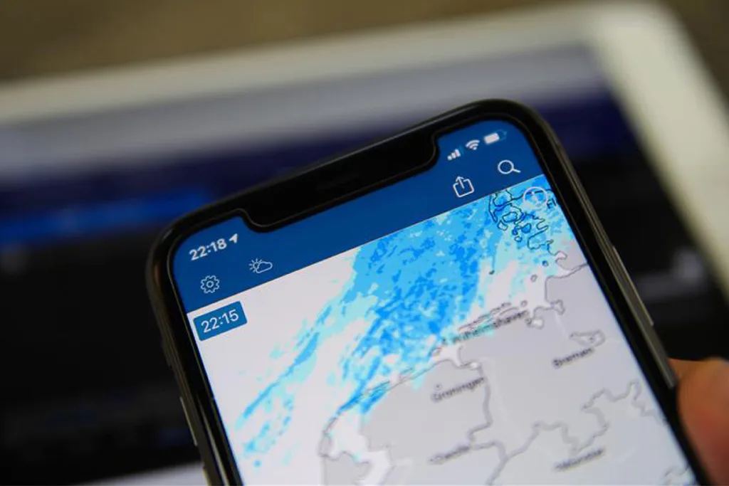 Weather app on a smartphone