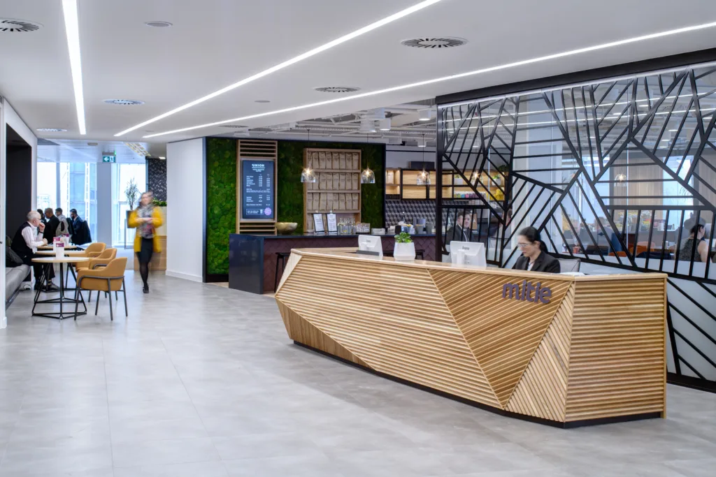 Reception of the Mitie's office in The Shard