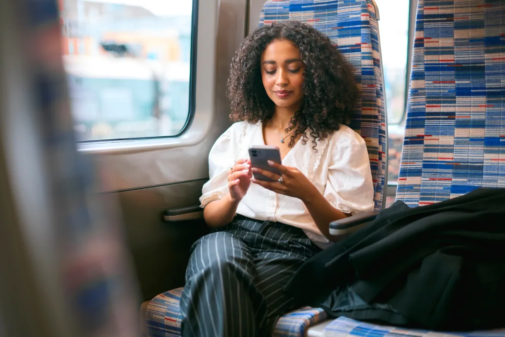 Woman on a train