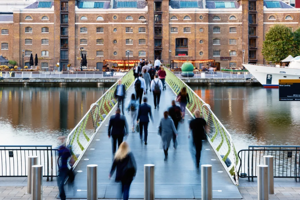Public on a London bridge