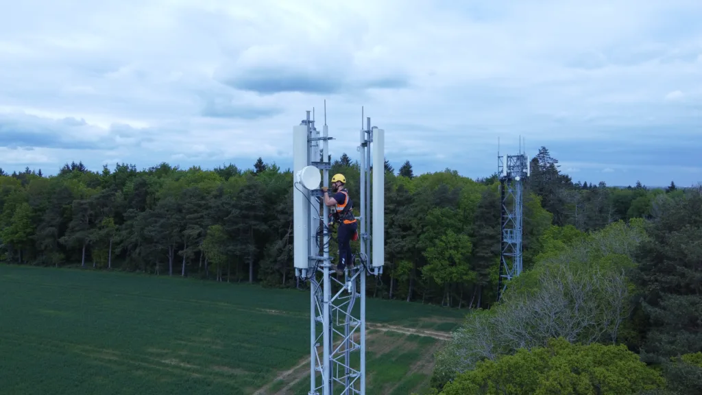 Mitie colleagues on a telecoms tower