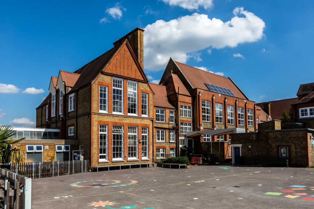 Solar panels on a school roof