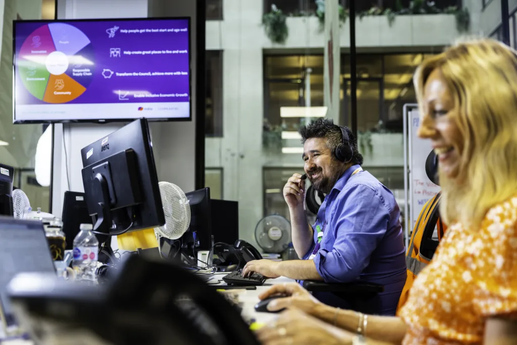 People working at desks