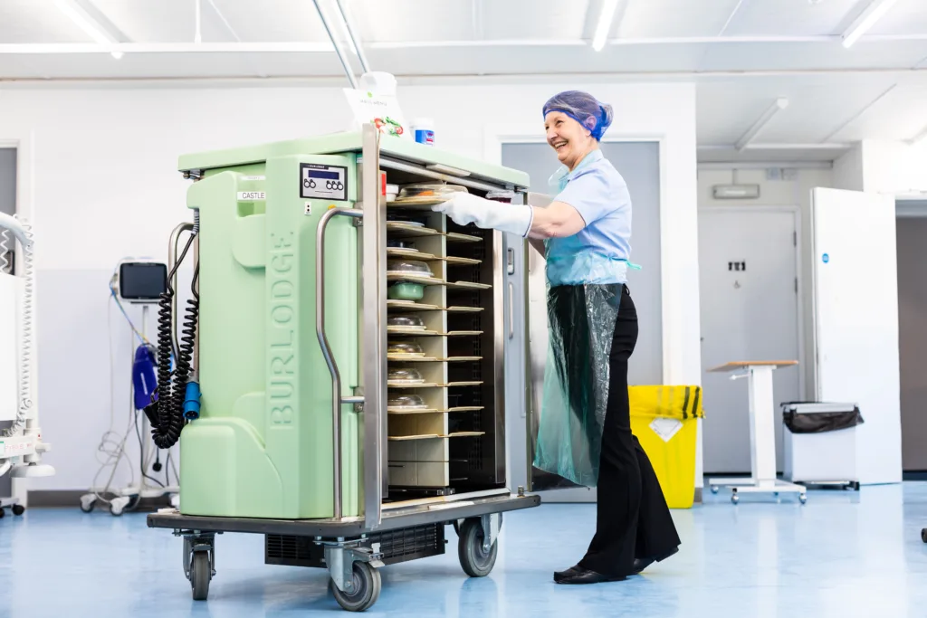 Cart of hospital meals