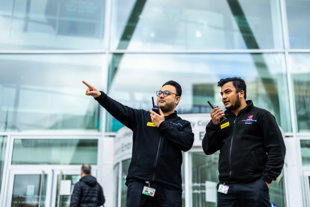 Mitie security guards outside a hospital