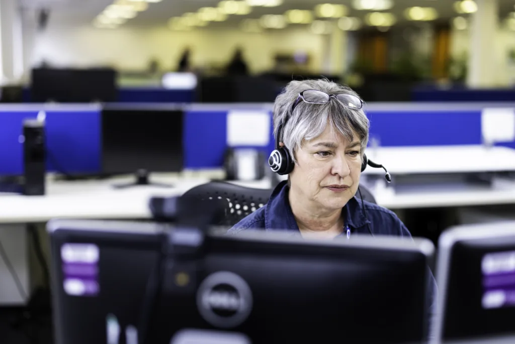 Women working with a headset