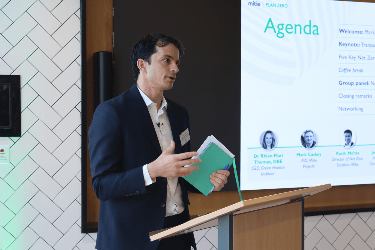Alex Avila, Managing Director, Consulting and Energy Solutions at Mitie speaks at the Net Zero breakfast