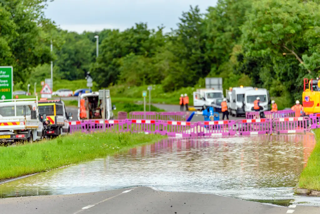 A flooded road