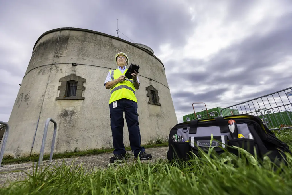 Mitie engineer outside Martello Tower, Essex