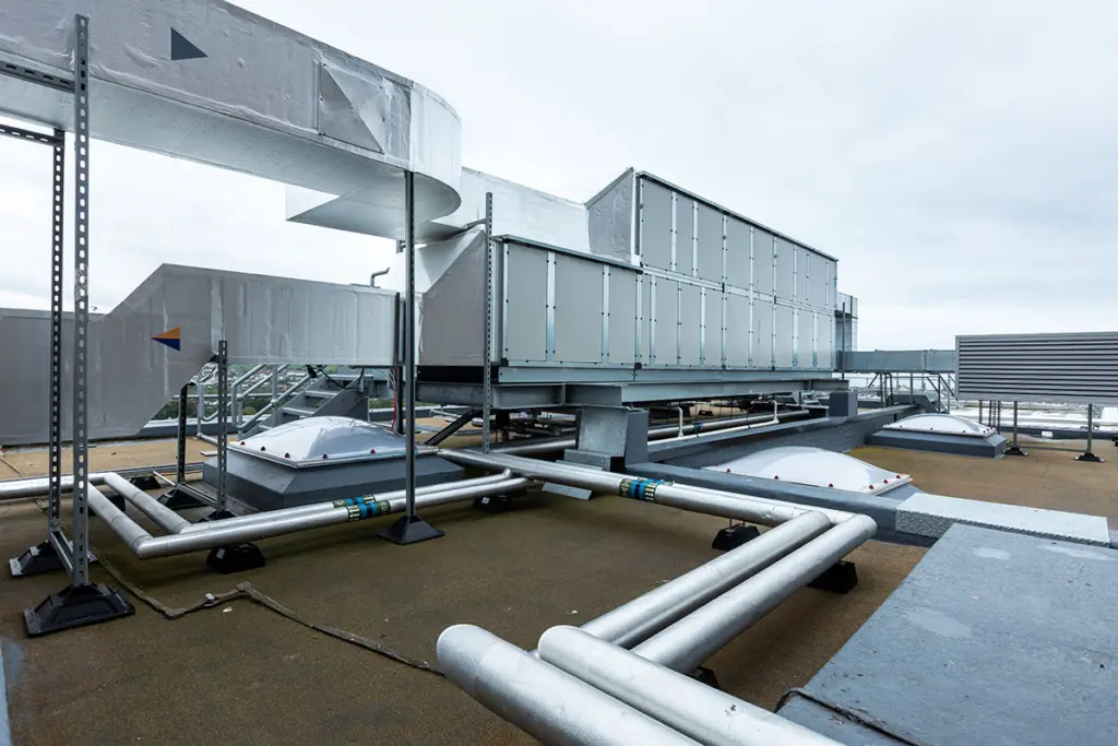 Air ducts and machinery on a roof