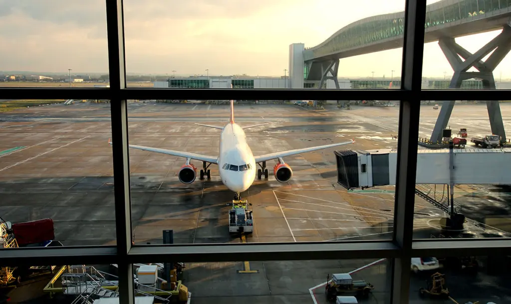 Airplane on the tarmac of an airport
