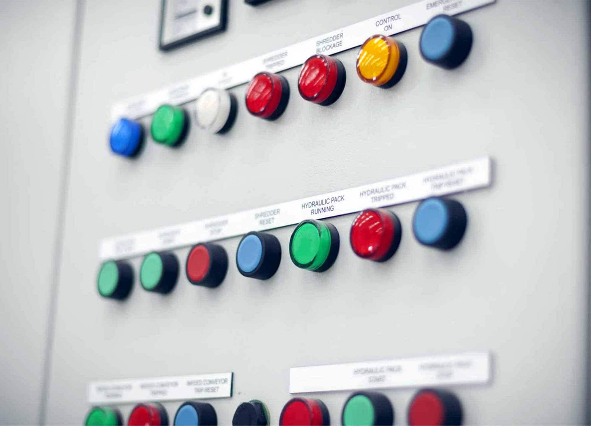 Buttons on a control board.