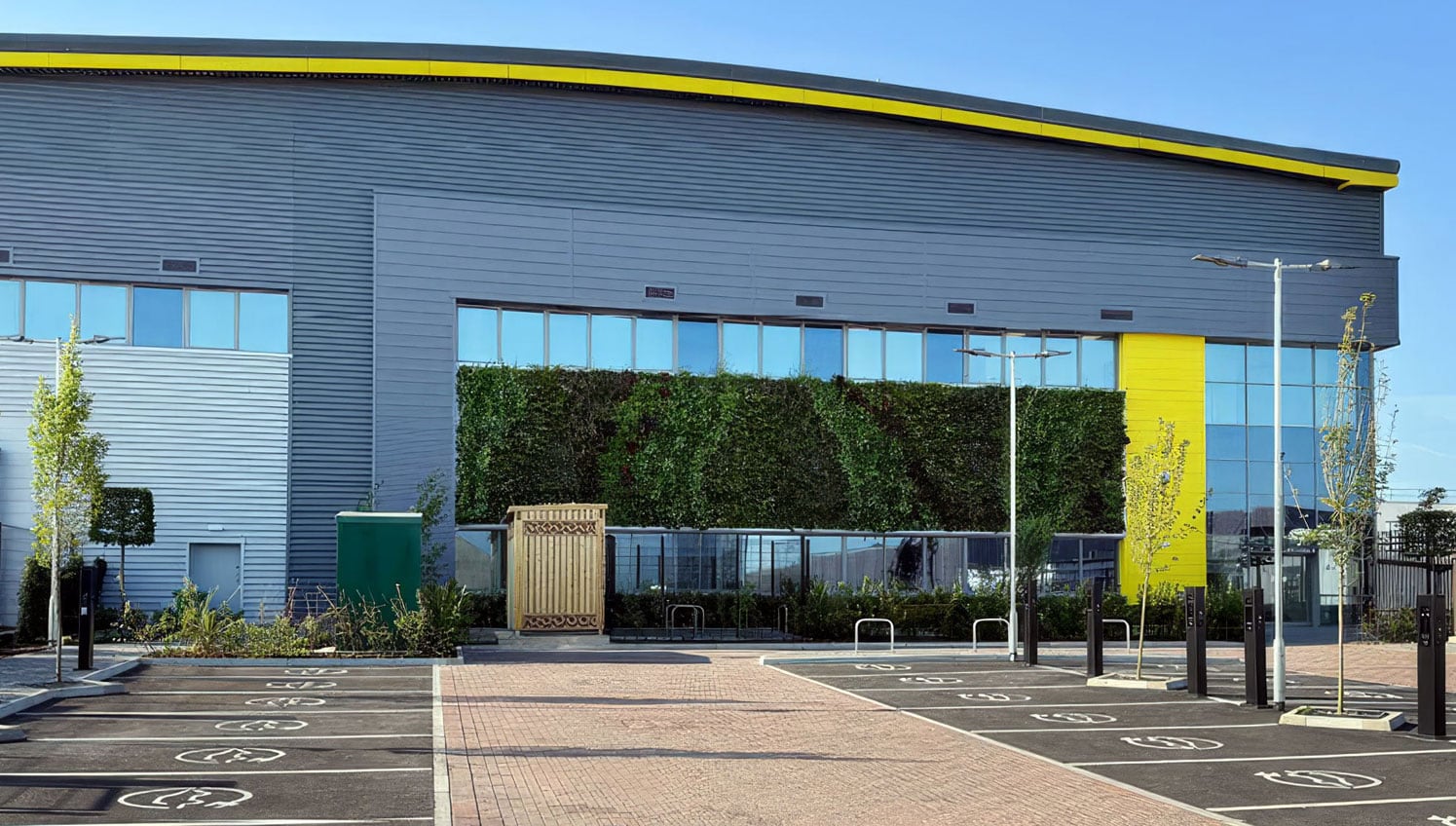 Example of a living wall on a warehouse.