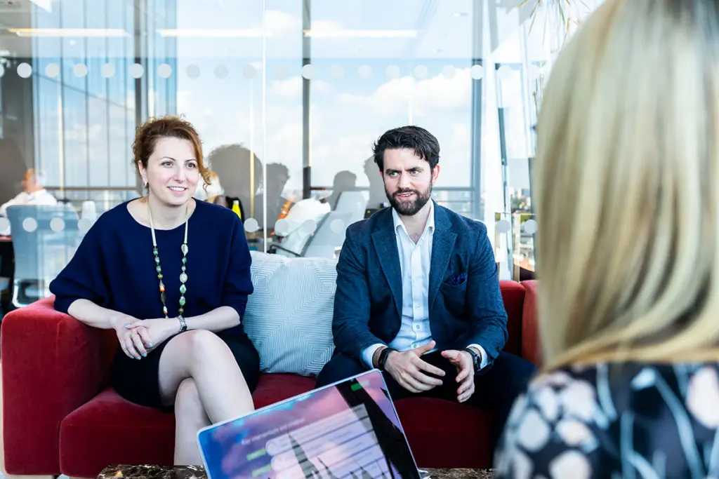 Consultants on a sofa in The Shard, London
