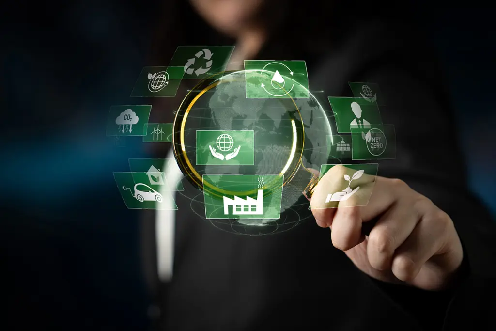 Green digital symbols of sustainability