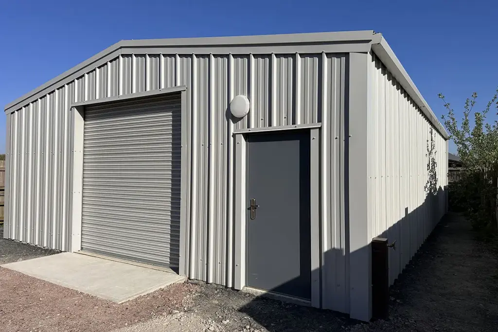 Steel warehouse at Essex Outdoors Mersea